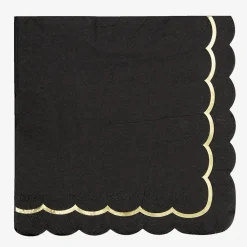 Hot Party Pro 16 Black Scalloped Napkins