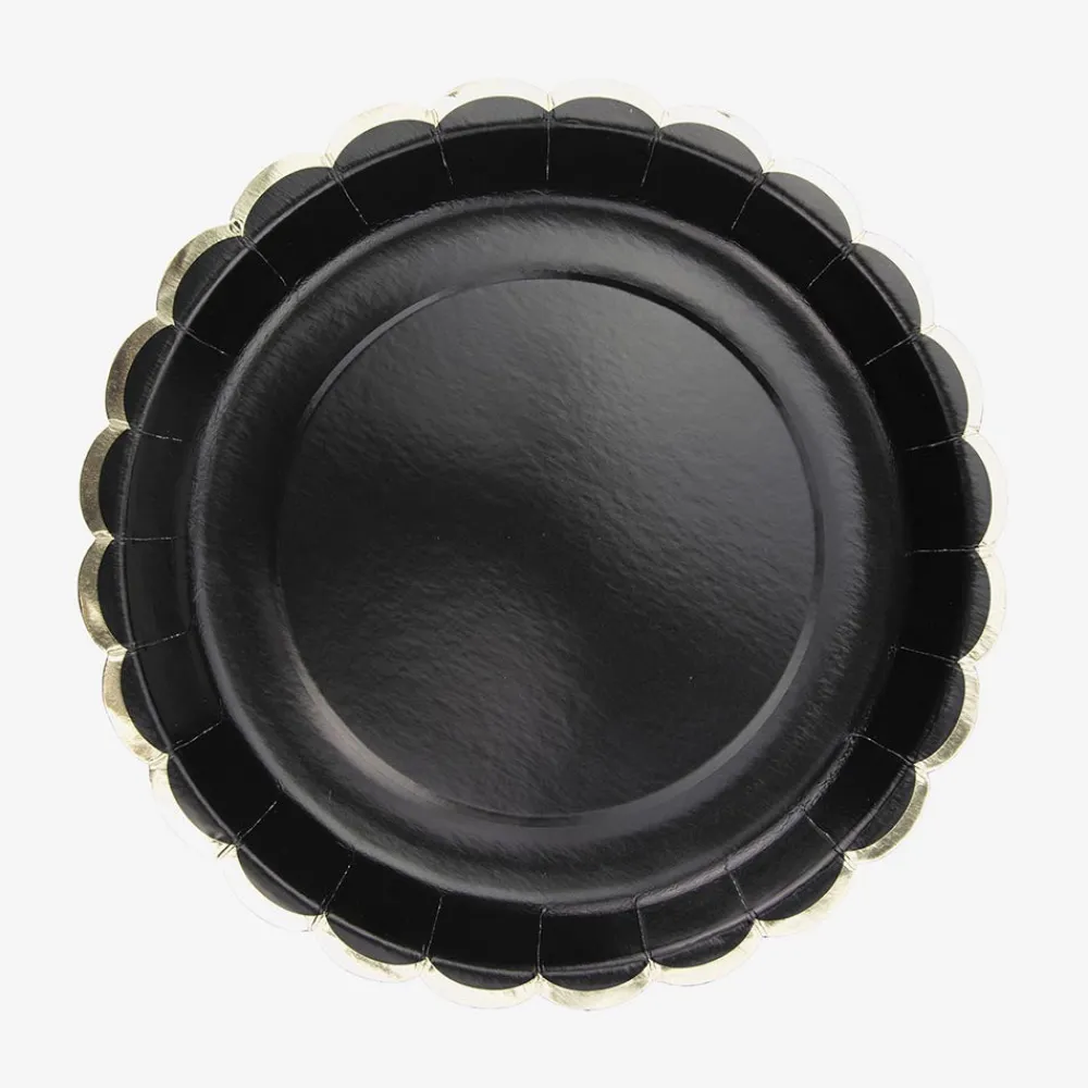 Discount Party Pro 8 Black Scalloped Plates