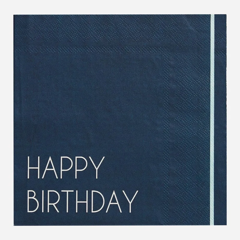 Best Sale Ginger Ray 16 Blue Happy Birthday Napkins