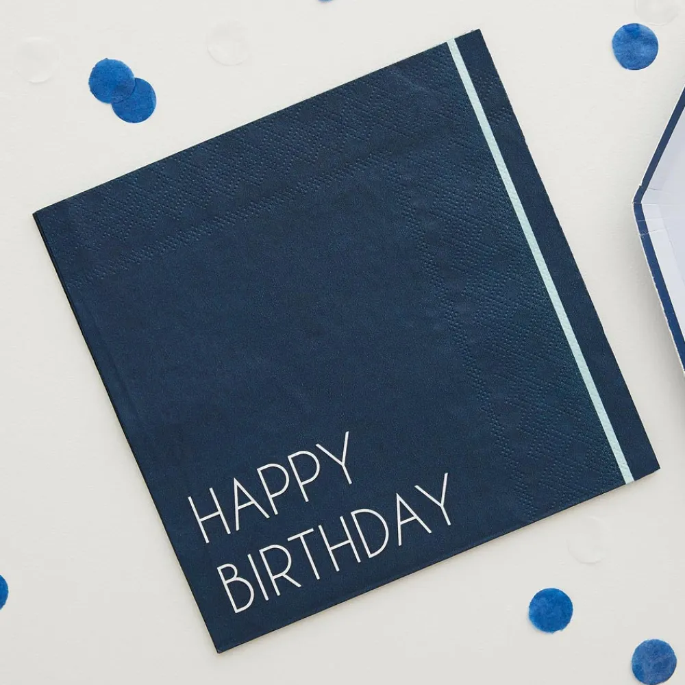 Best Sale Ginger Ray 16 Blue Happy Birthday Napkins