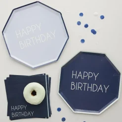 Online Ginger Ray 8 Blue Happy Birthday Plates