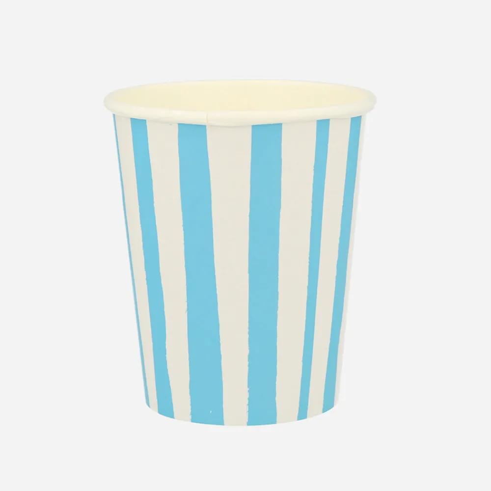 Outlet Meri Meri 8 Blue Striped Cups
