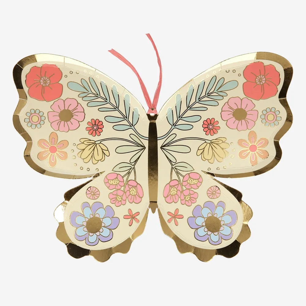 Outlet Meri Meri 8 Butterfly Cut-Out Plates With Gilding