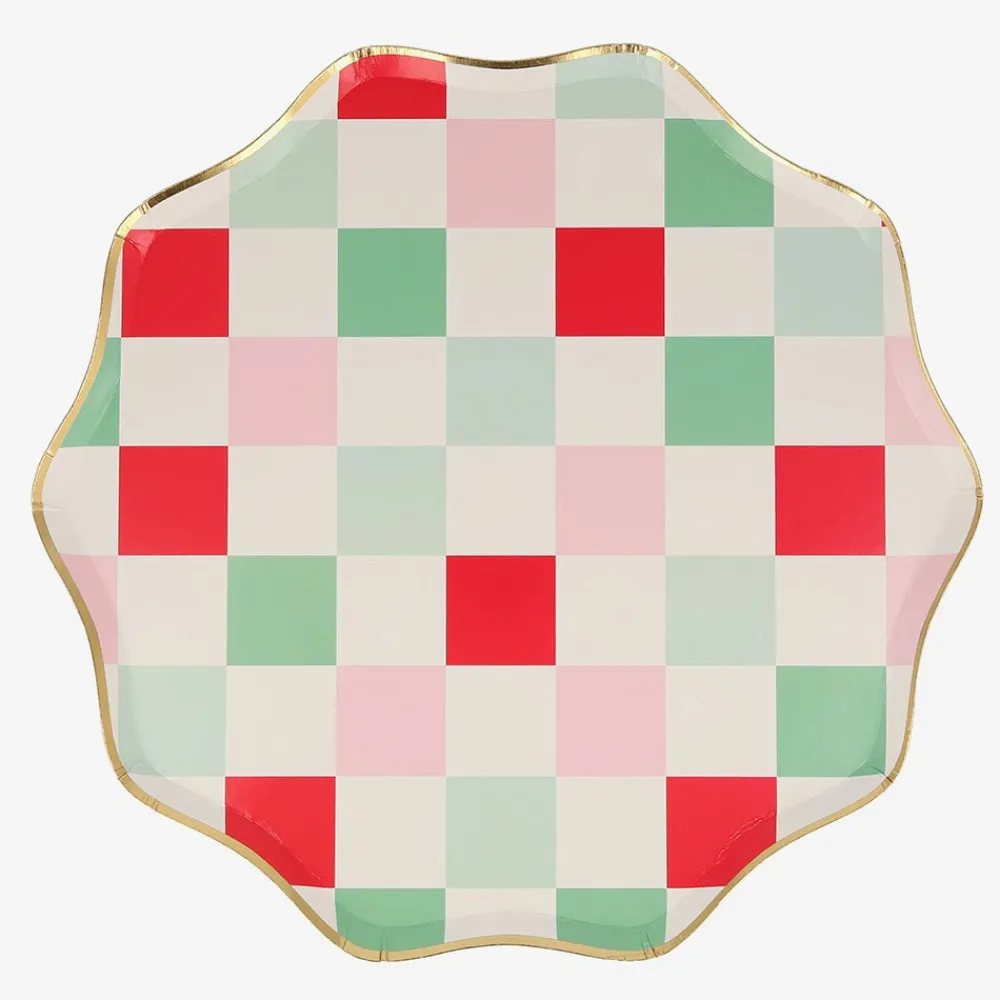 Store Meri Meri 8 Checkered Christmas Plates