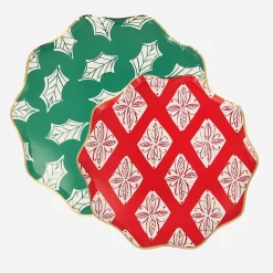 Sale Meri Meri 8 Christmas Plates With Block Print Patterns