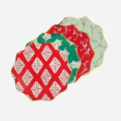 Sale Meri Meri 8 Christmas Plates With Block Print Patterns