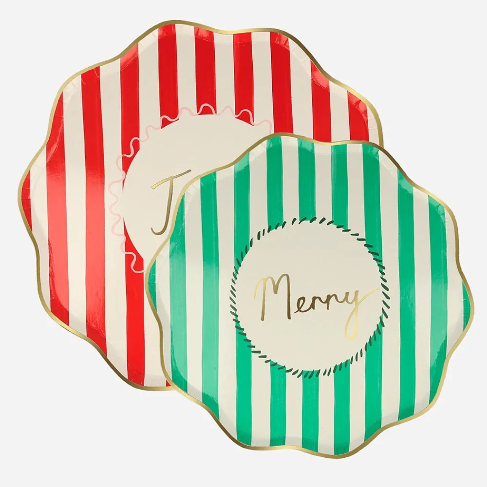 Best Sale Meri Meri 8 Christmas Striped Plates