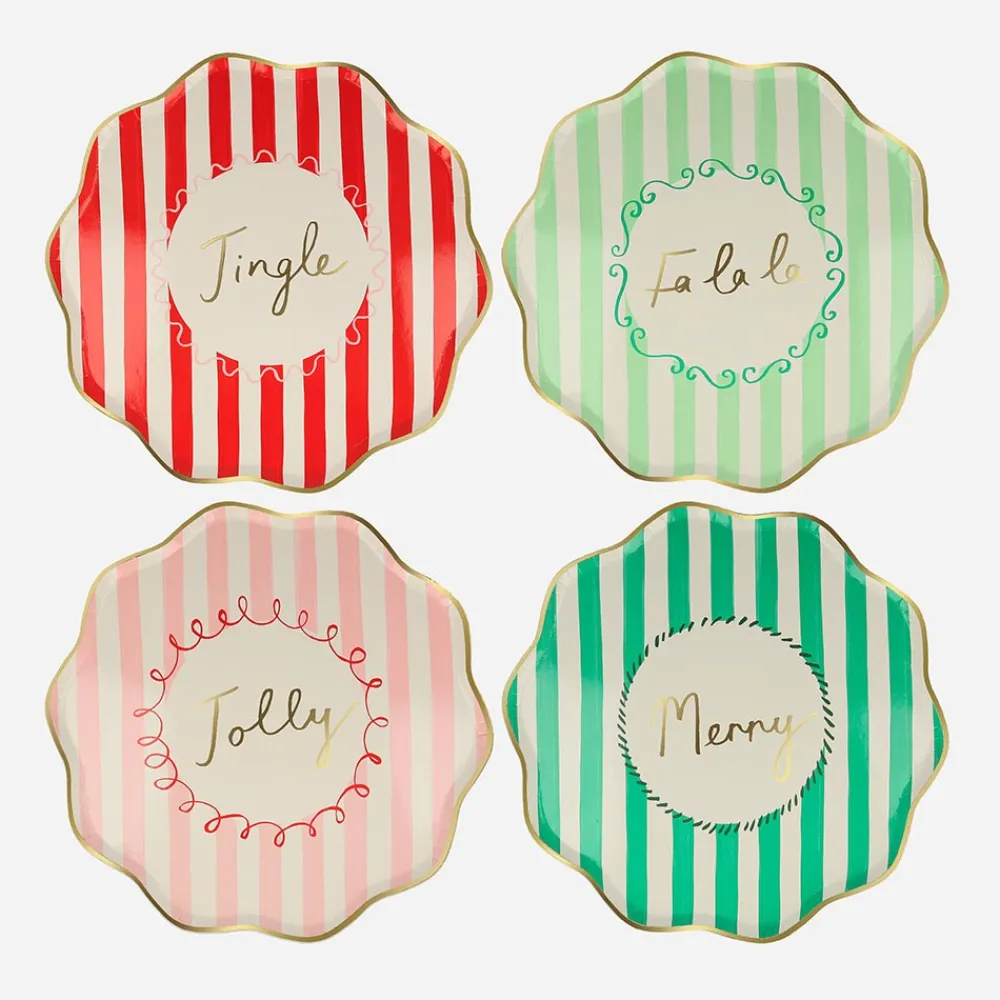 Best Sale Meri Meri 8 Christmas Striped Plates