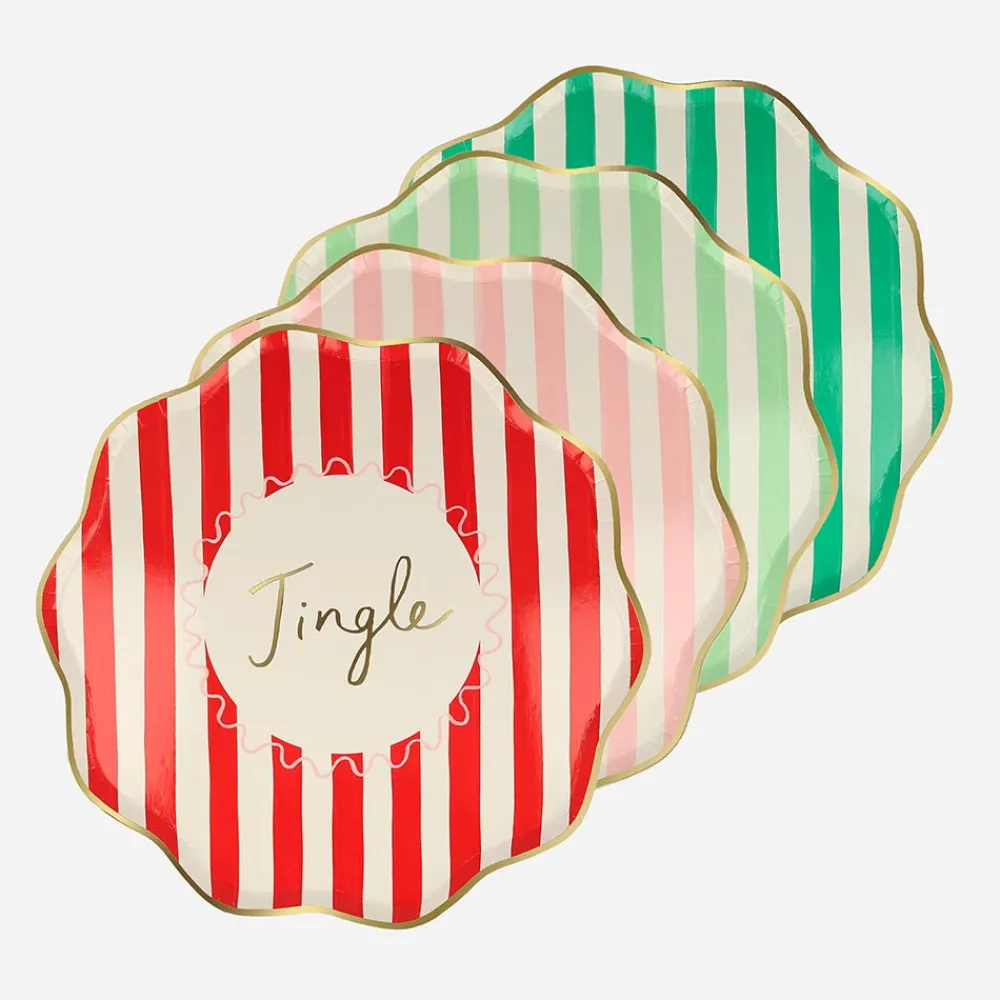 Best Sale Meri Meri 8 Christmas Striped Plates