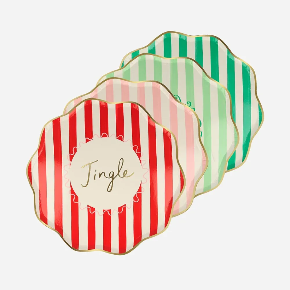 Best Sale Meri Meri 8 Christmas Striped Plates