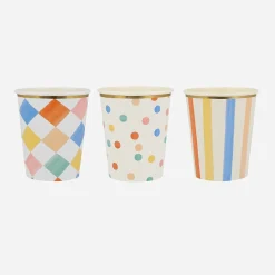 Fashion Meri Meri 8 Colored Pattern Cups