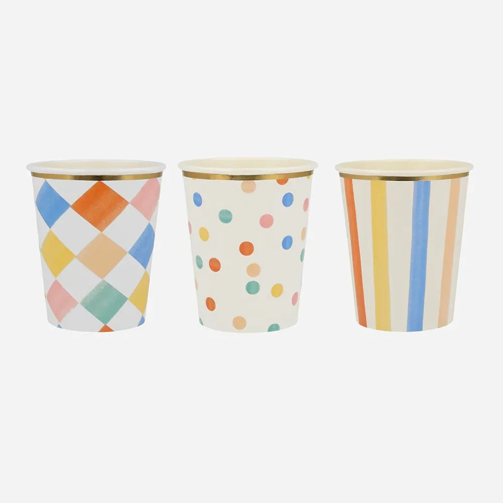Fashion Meri Meri 8 Colored Pattern Cups