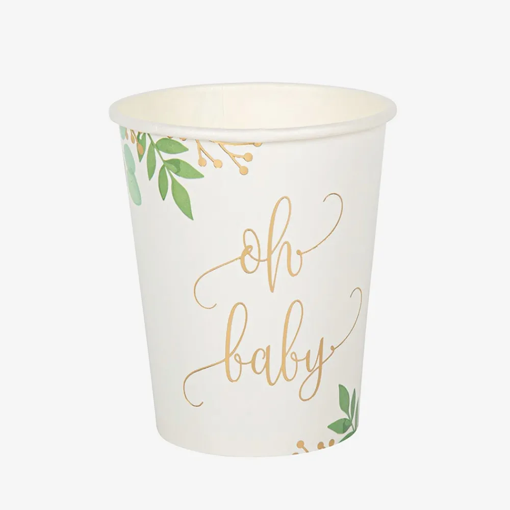 Online Arty Fêtes Factory 8 Cups Oh Baby Leaves Green And Gold