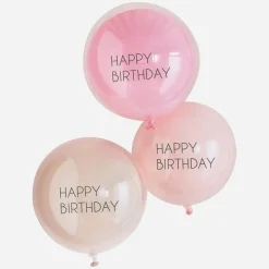 Clearance Ginger Ray 3 Double Pink Happy Birthday Balloons