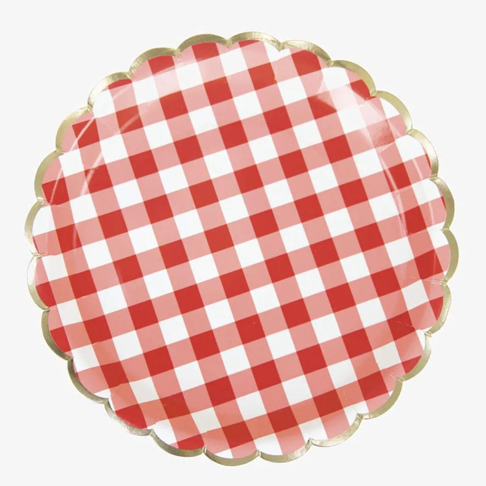 New Party Pro 8 Gingham Scalloped Plates