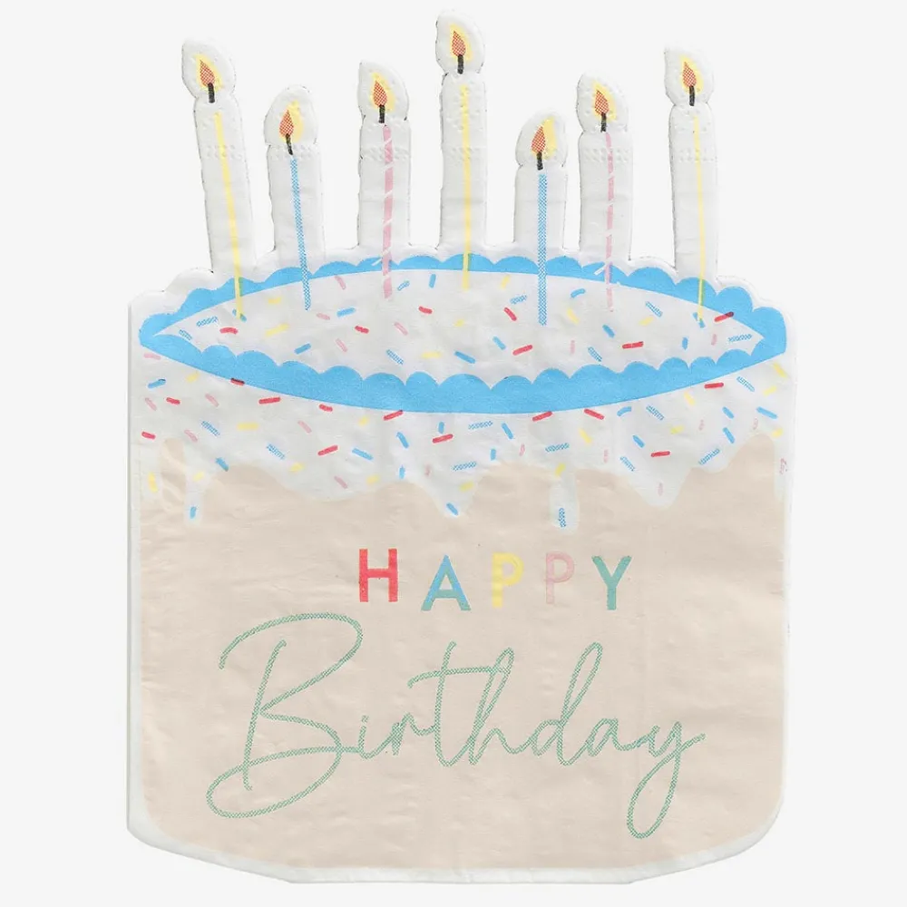 Clearance Ginger Ray 16 Happy Birthday Cake Napkins
