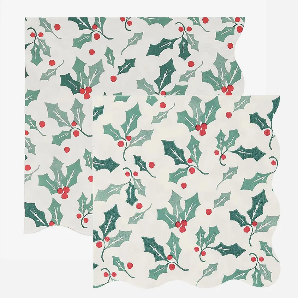 Shop Meri Meri 16 Holly Christmas Napkins