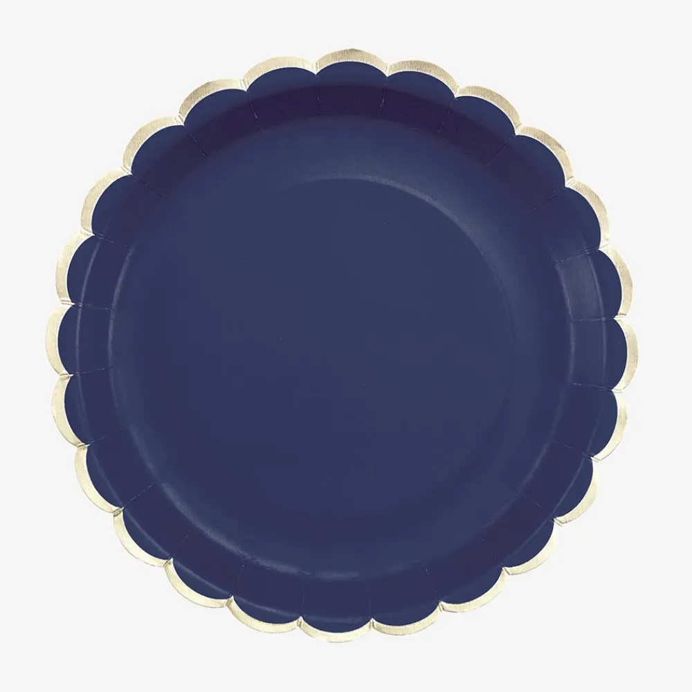 Flash Sale Party Pro 8 Navy Blue Scalloped Plates