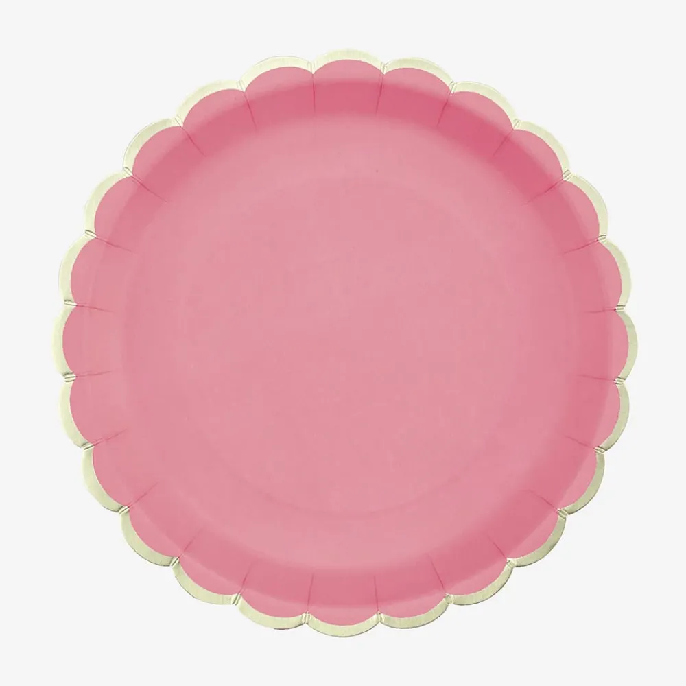 Online Party Pro 8 Neon Pink Scalloped Plates