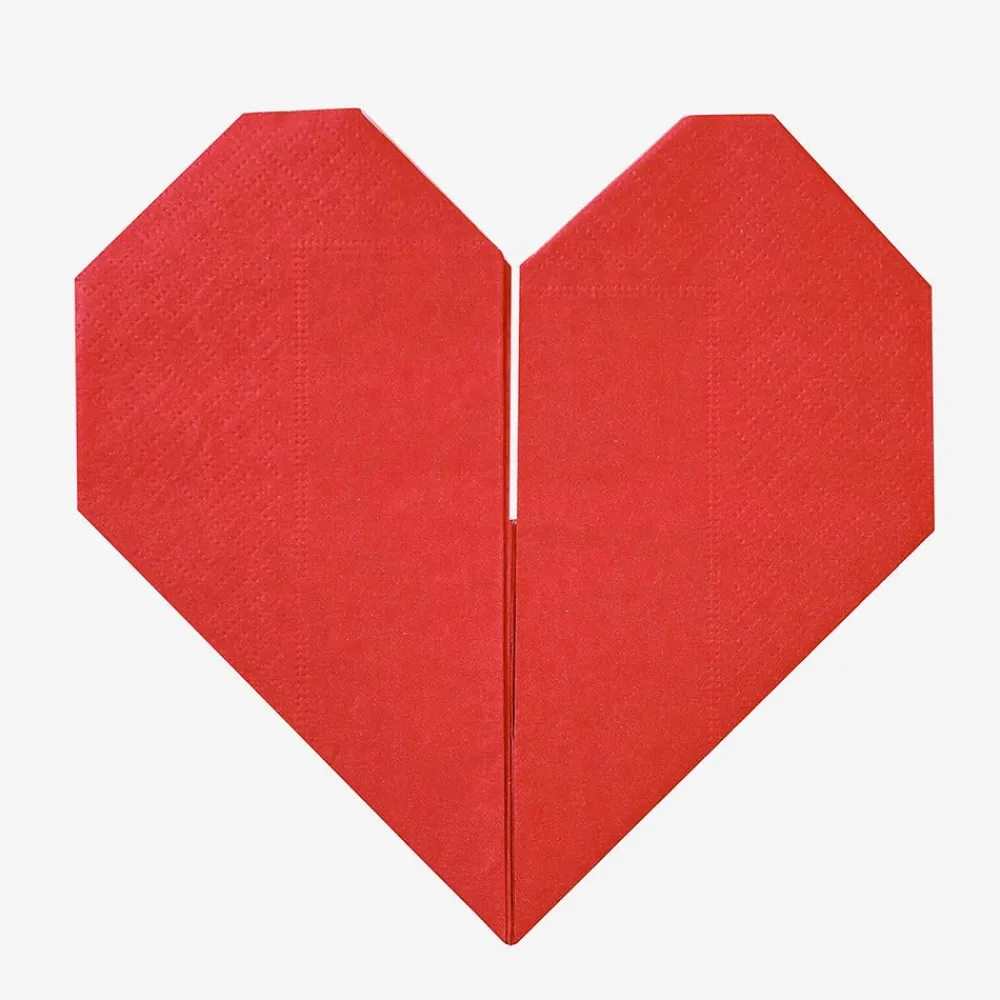 Hot Ginger Ray 16 Origami Red Heart Paper Napkins