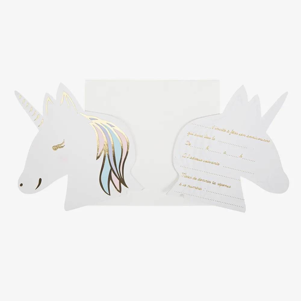 Clearance Arty Fêtes Factory 8 Pastel And Gold Unicorn Birthday Invitations