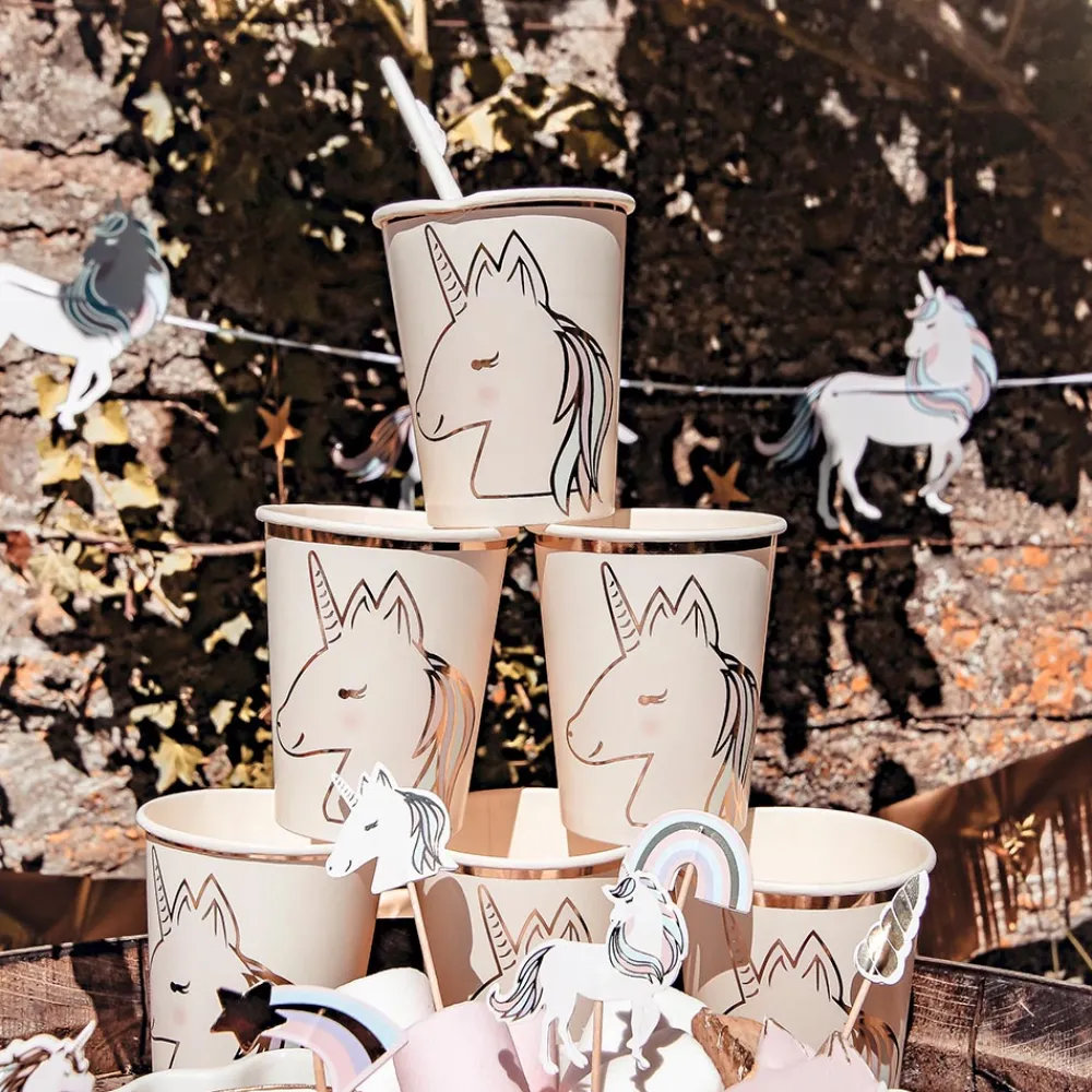 Cheap Arty Fêtes Factory 8 Pastel And Gold Unicorn Cups