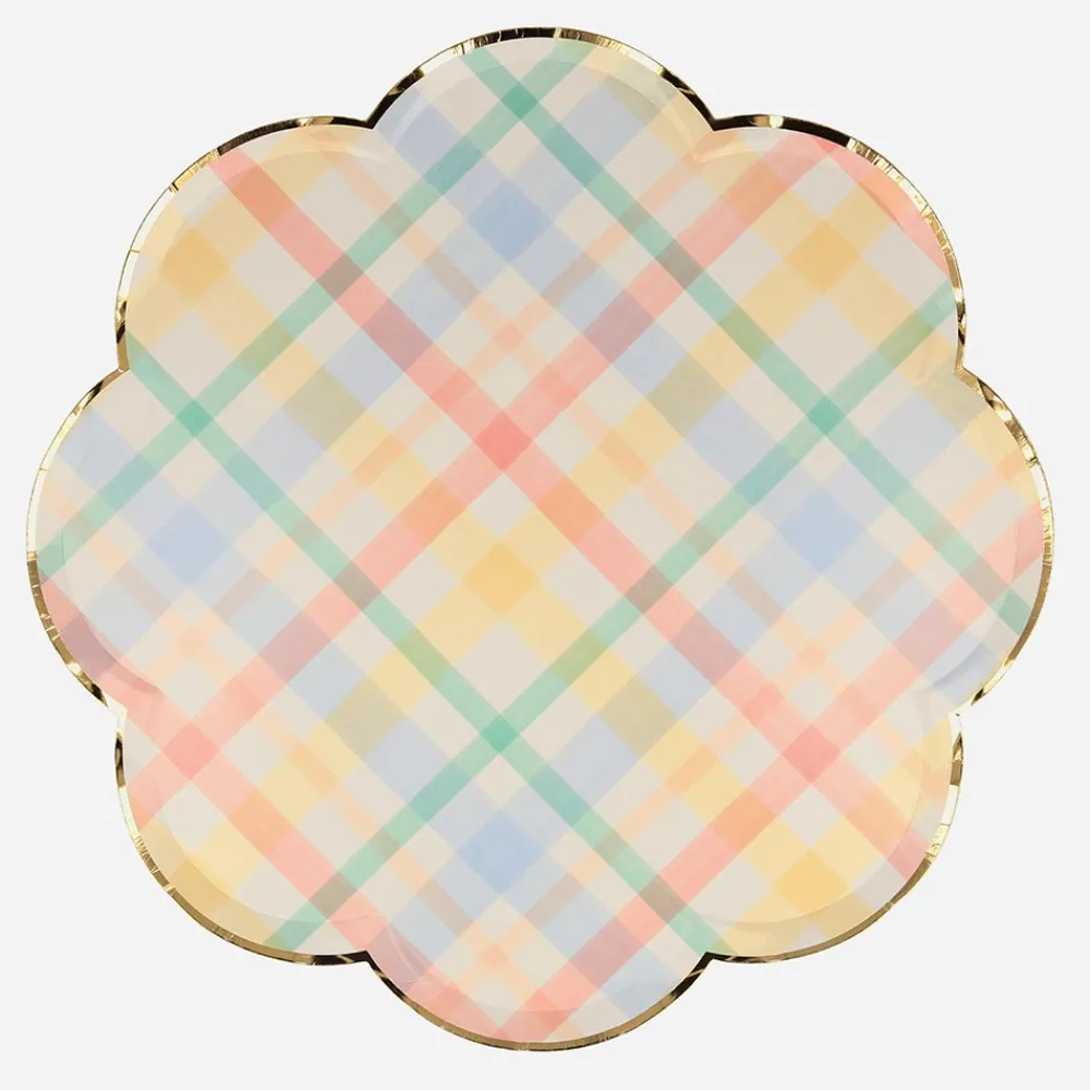 New Meri Meri 8 Pastel Checkered Plates