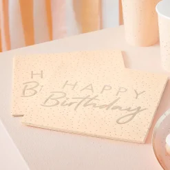 Best Sale Ginger Ray 16 Peach Napkins With Golden Dots