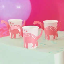Fashion Ginger Ray 8 Pink Dinosaur Cups