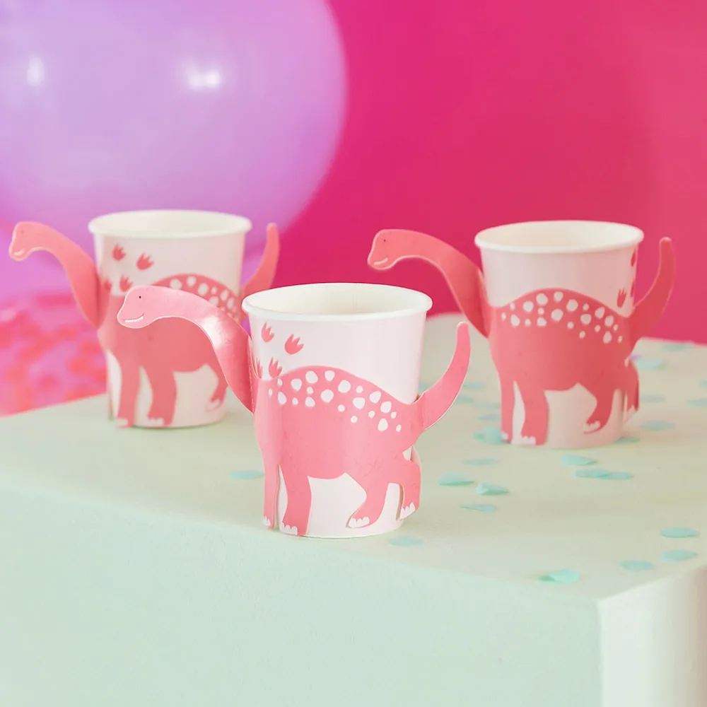 Fashion Ginger Ray 8 Pink Dinosaur Cups