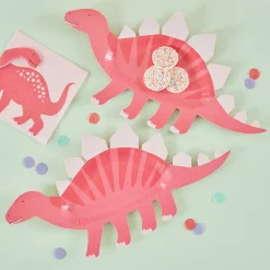 Shop Ginger Ray 8 Pink Dinosaur Plates