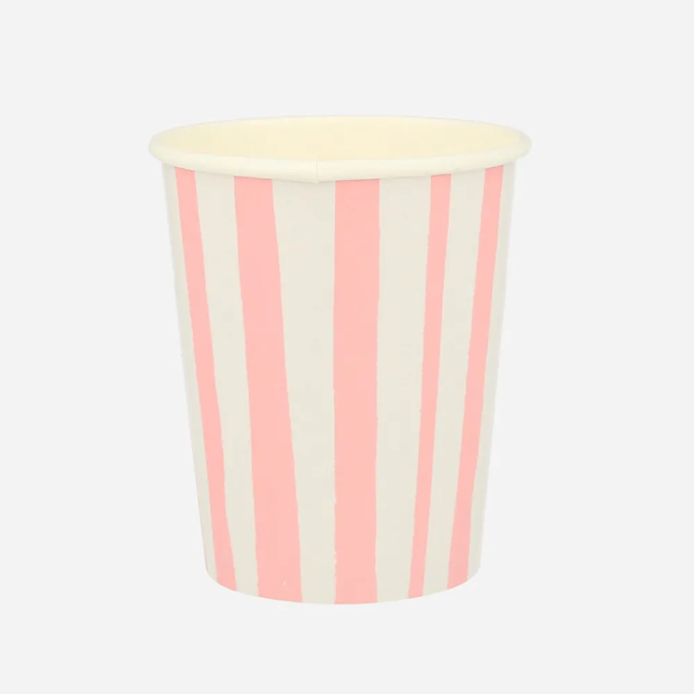 Outlet Meri Meri 8 Pink Striped Cups