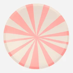 New Meri Meri 8 Pink Striped Plates