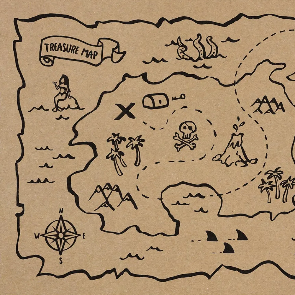 Outlet Party Deco 6 Placemats - Pirate Treasure Map