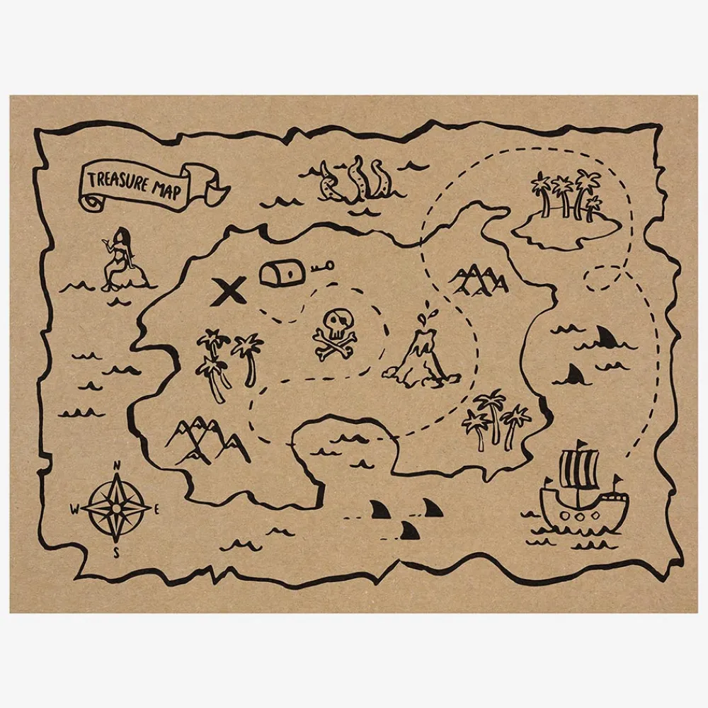 Outlet Party Deco 6 Placemats - Pirate Treasure Map