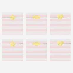 Store Party Deco 6 Pockets With Pink Stripes And Stickers