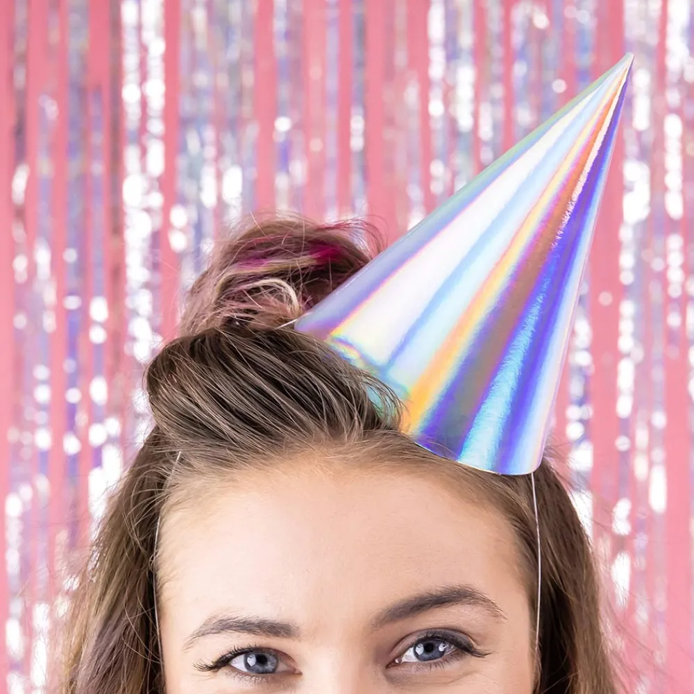 Cheap Party Deco 6 Pointed Hats - Iridescent