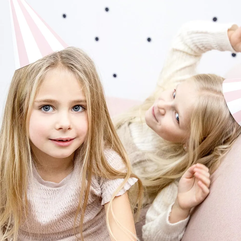 Flash Sale Party Deco 6 Pointed Hats Light Pink Stripes