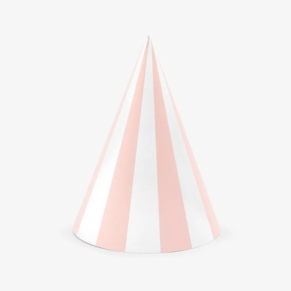 Cheap Party Deco 6 Pointed Hats Light Pink Stripes