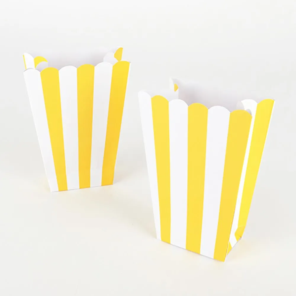 Cheap Amscan 5 Popcorn Boxes - Yellow Stripes