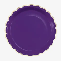 Clearance Party Pro 8 Purple And Gold Scalloped Plates
