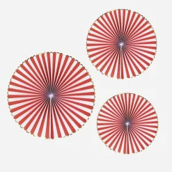 New Party Pro 3 Red And White Paper Rosettes