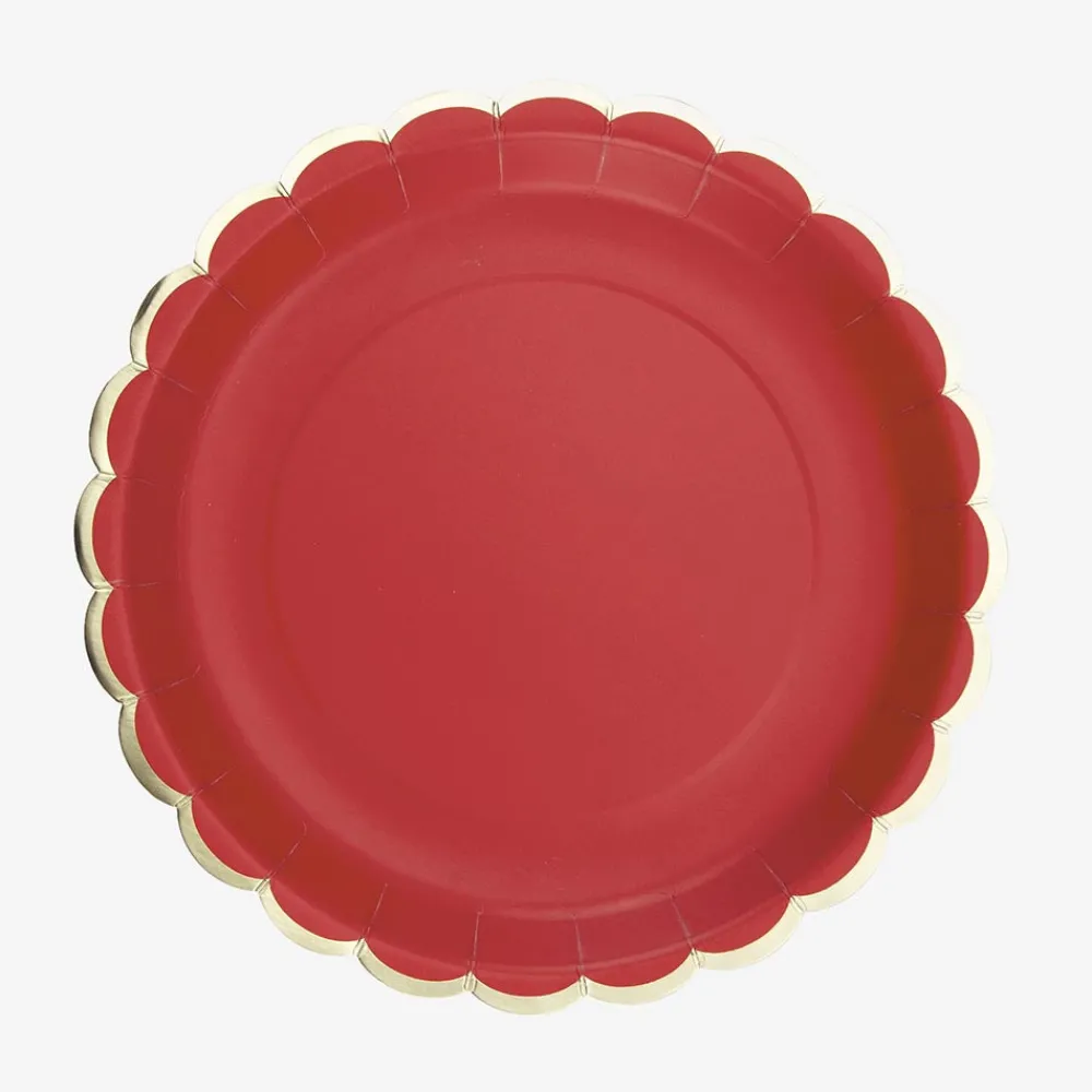 Cheap Party Pro 8 Red Scalloped Plates