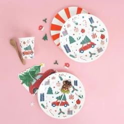 Clearance Meri Meri 8 Red Striped Plates