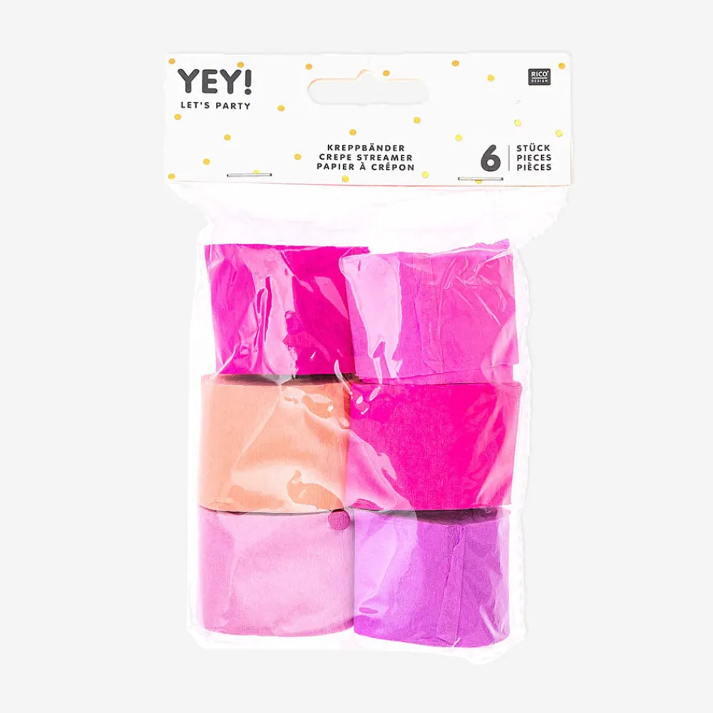 Best Rico Design 6 Rolls Of Fuchsia Pink Mixed Crepe Paper