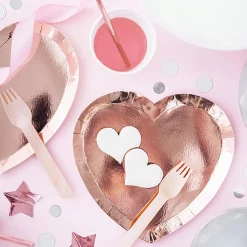 Discount Party Deco 6 Rose Gold Heart Plates