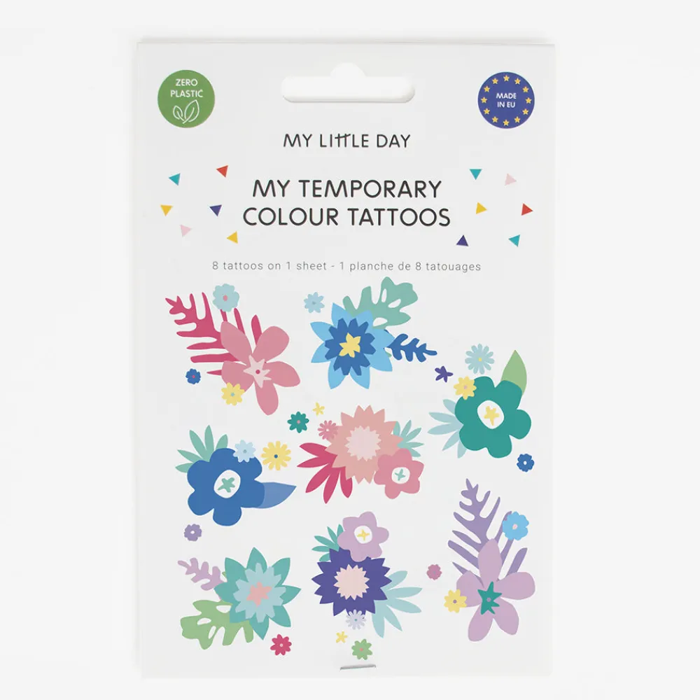 Flash Sale My Little Day 1 Sheet Of 8 Colored Flower Tattoos