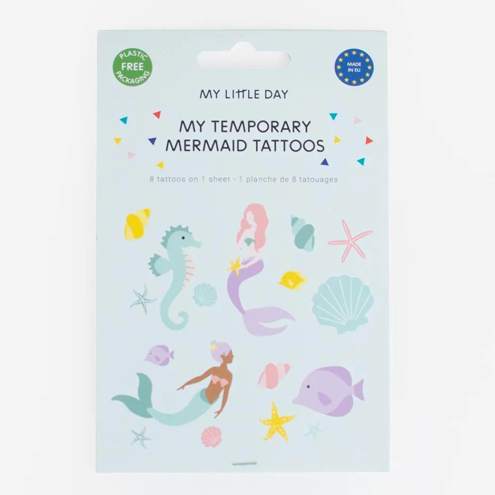 Fashion My Little Day 1 Sheet Of 8 Pastel Mermaid Tattoos