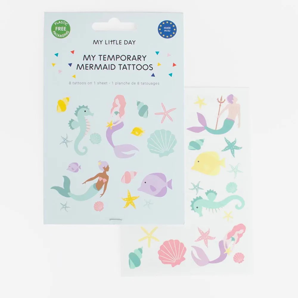Fashion My Little Day 1 Sheet Of 8 Pastel Mermaid Tattoos