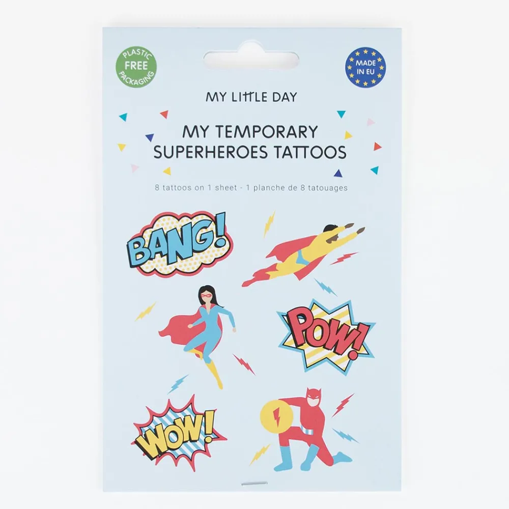 New My Little Day 1 Sheet Of 8 Superhero Tattoos